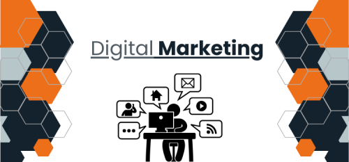 White and Navy Modern Digital Marketing Banner (750 × 350 px)